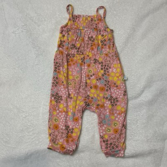 NWOT POSH PEANUT  3-6M Jumpsuit Romper STRETCHY BAMBOO Flower Print - Picture 1 of 5